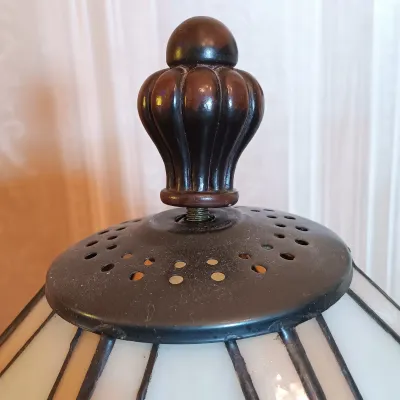 LOT 145: Refurbished Electrified Student Lamp with Tiffany-Style Stained Glass Lamp Shade