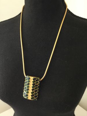 Vintage, gold tone, enamel, crystal rhinestone statement, necklace