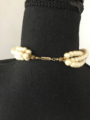 Vintage Carol Dauplaise Multi strand, glass, pearl necklace, Ornate clasp