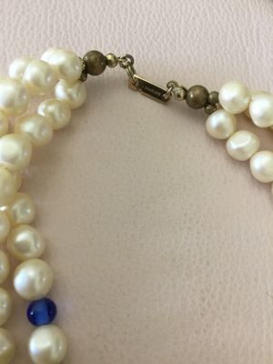 Vintage Carol Dauplaise Multi strand, glass, pearl necklace, Ornate clasp