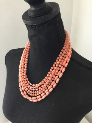 Beautiful peach and cream, multistrand statement, necklace