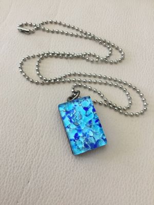 Vintage glass of Murano Italian rectangular glass pendant