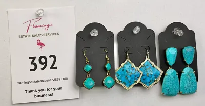 Three Pair of beaufiful turquoise dangle earrings