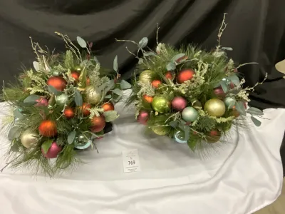 Pair of Matching, Planter Box, Bulbs/Greens Arrangements