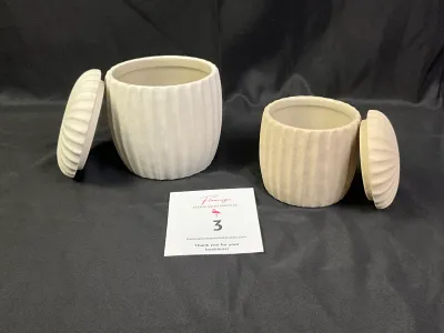 Pair of Matte Ceramic Canisters
