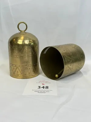 Pair of decorative antique brass finish bells
