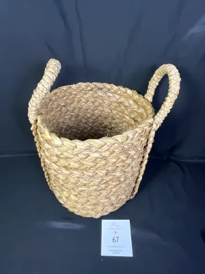 Single, Round, Natural Colored Woven Storage Basket