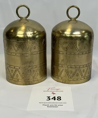 Pair of decorative antique brass finish bells