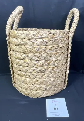 Single, Round, Natural Colored Woven Storage Basket