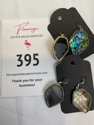Three pairs of earrings 1 - Kendra Scott Corley in abalone shell, very rare 1 - Kendra Scott Elle abalone shell drop gold-tone earrings 1...