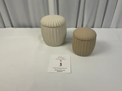 Pair of Matte Ceramic Canisters