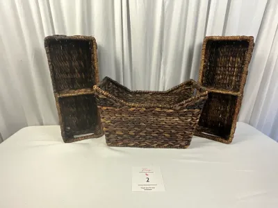 Set of Three, Hand-woven Water Hyacinth Organizing/Storage Baskets