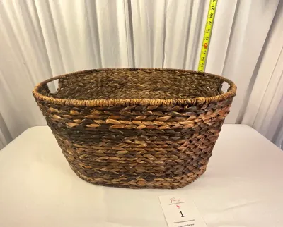 Large Oval, Hand-woven, Water Hyacinth Storage Basket