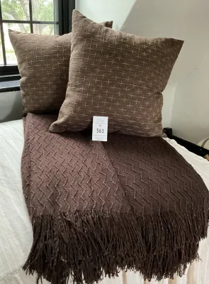 Brown & Gold Accent Pillows with Brown Batillo Throws