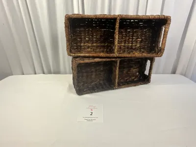 Set of Three, Hand-woven Water Hyacinth Organizing/Storage Baskets