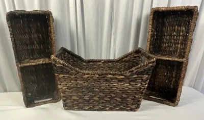 Set of Three, Hand-woven Water Hyacinth Organizing/Storage Baskets