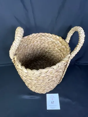 Single, Round, Natural Colored Woven Storage Basket