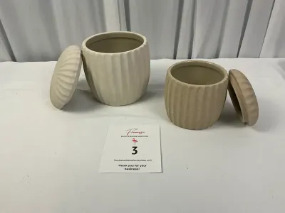 Pair of Matte Ceramic Canisters