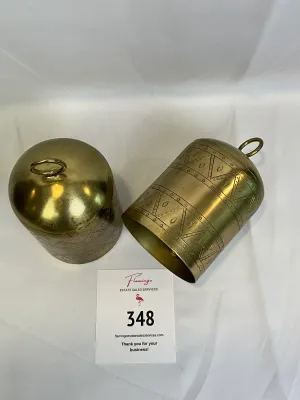 Pair of decorative antique brass finish bells