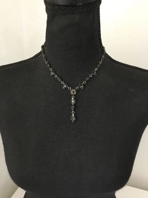 Beautiful Marvella by Monet, gun metal, gray black rhinestone necklace