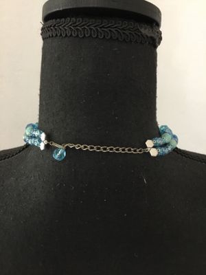 Beautiful, vintage sky, blue crystal double strand necklace