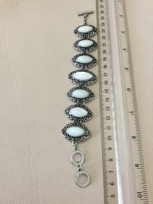 Beautiful silver tone, mother of pearl toggle bracelet