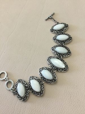 Beautiful silver tone, mother of pearl toggle bracelet