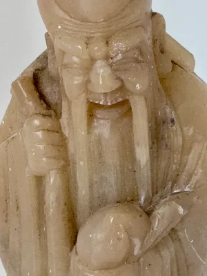 Vintage Chinese Hand-Carved Soapstone Shou Lao Figurine