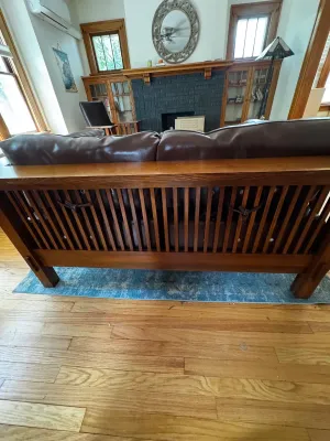 Mission Style Oak & Leather Loveseat