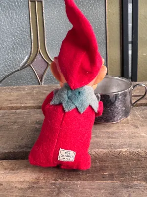 Vintage Japan Felt Knee Hugger Christmas Pixie Elf Doll