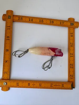 Vintage Wooden Popper Fishing Lure - Red and White