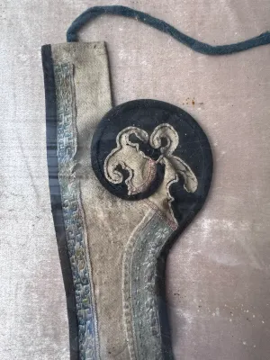 Antique Chinese Embroidered Silk Collar Band, Framed