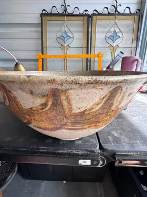 Large Studio Pottery Stoneware Bowl Signed J. Risi