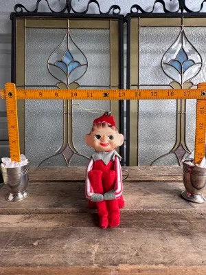 Vintage Japan Felt Pixie Elf Christmas Ornament