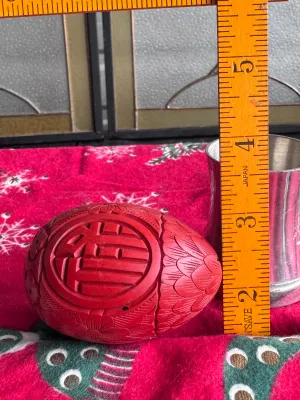Vintage Chinese Carved Cinnabar Lacquer Egg