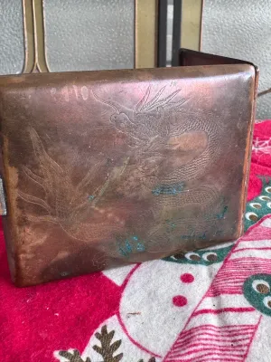 Antique metal cigarette case Peiping China 1945-1946