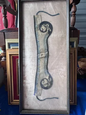 Antique Chinese Embroidered Silk Collar Band, Framed