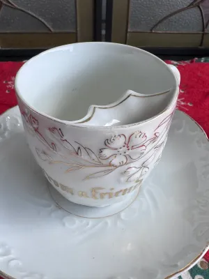 Vintage Made in Germany Porcelain Mustache Cup and Saucer Set
