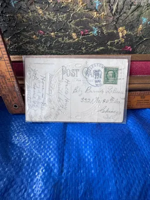 Antique 1910 Embossed Postcard - Puppies and Kitten Drinking Milk