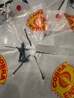 Vintage G.I. Joe & Cobra Enemy Toy Parachutes with Figures - Lot of 5