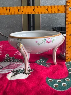 Vintage Studio Handpainted China Three-Legged Bowl