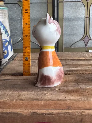 Vintage Italian Hand-Painted Ceramic Cat Figurine