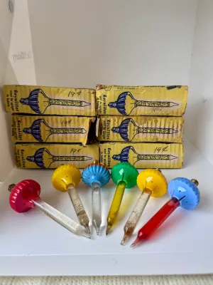 Vintage Royalites Bubble Christmas Lights with Original Boxes - Set of 6
