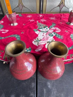 Jingfa "Dragon-scale" network pattern cloisonné enamelware vases
