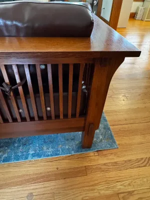 Mission Style Oak & Leather Loveseat