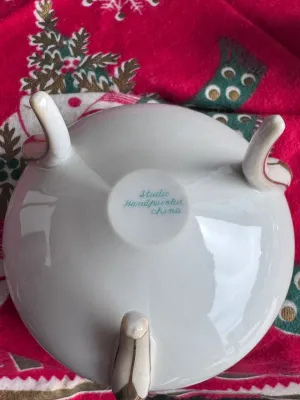 Vintage Studio Handpainted China Three-Legged Bowl