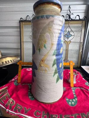 Large Studio Pottery Stoneware Vase Signed MC
