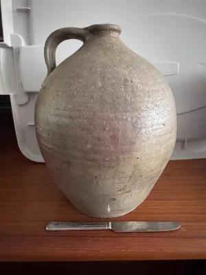 Antique Salt-Glazed Stoneware Whiskey Jug