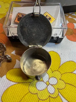 Vintage Alpaca Mexico Mother of Pearl Inlay Pill Box