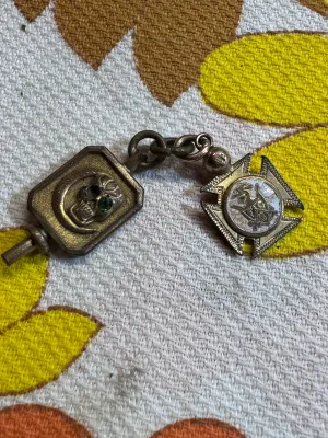 Antique Theta Chi Fraternity Pocket Watch Key Fob
